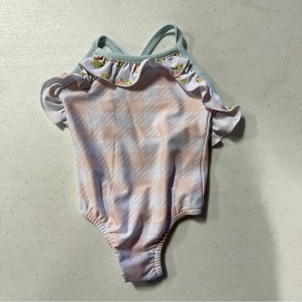 Sweet Honey Plaid Ruffle One-Piece Swimsuit Baby Girl 6 month swim
